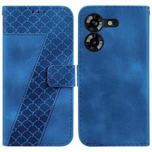 For Tecno Pova 5 7-shaped Embossed Leather Phone Case(Blue)