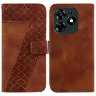 For Tecno Spark 10 Pro 7-shaped Embossed Leather Phone Case(Brown)