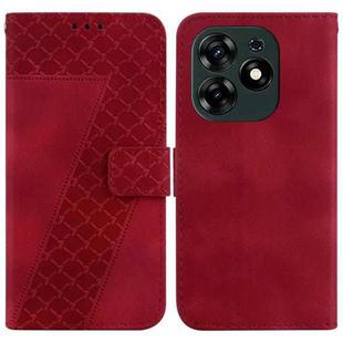 For Tecno Spark 10 Pro 7-shaped Embossed Leather Phone Case(Red)
