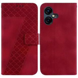 For Tecno Pova Neo 3 7-shaped Embossed Leather Phone Case(Red)