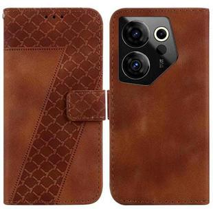 For Tecno Camon 20 Premier 5G 7-shaped Embossed Leather Phone Case(Brown)