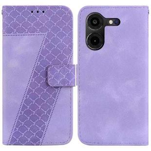 For Tecno Pova 5 Pro 7-shaped Embossed Leather Phone Case(Purple)