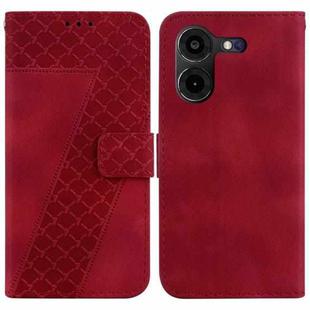 For Tecno Pova 5 Pro 7-shaped Embossed Leather Phone Case(Red)
