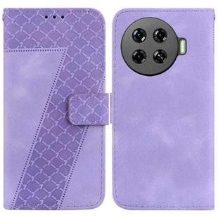 For Tecno Spark 20 Pro+ 4G 7-shaped Embossed Leather Phone Case(Purple)