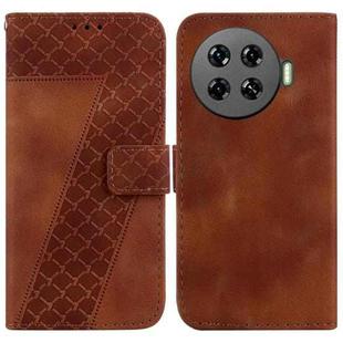 For Tecno Spark 20 Pro+ 4G 7-shaped Embossed Leather Phone Case(Brown)