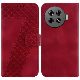 For Tecno Spark 20 Pro+ 4G Seven-shaped Embossed Leather Phone Case(Red)