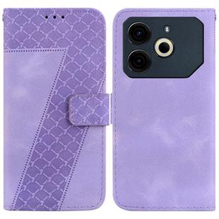 For Tecno Pova 6 Neo Seven-shaped Embossed Leather Phone Case(Purple)
