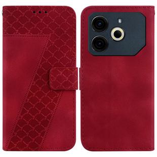 For Tecno Pova 6 Neo Seven-shaped Embossed Leather Phone Case(Red)