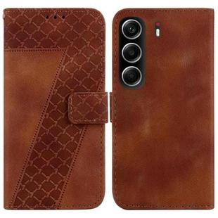 For Tecno Camon 40 Seven-shaped Embossed Leather Phone Case(Brown)