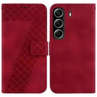 For Tecno Camon 40 Seven-shaped Embossed Leather Phone Case(Red)