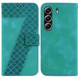 For Tecno Camon 40 Pro 4G Seven-shaped Embossed Leather Phone Case(Green)