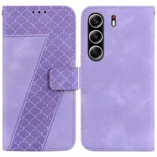 For Tecno Camon 40 Pro 4G Seven-shaped Embossed Leather Phone Case(Purple)