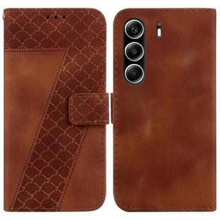 For Tecno Camon 40 Pro 4G Seven-shaped Embossed Leather Phone Case(Brown)