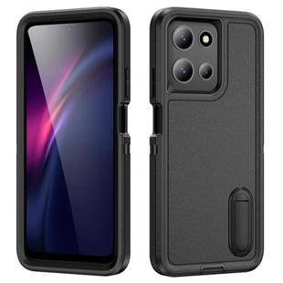 For Motorola Moto G 5G 2025 Rugged PC + Silicone Phone Case with Holder(Black)
