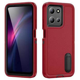 For Motorola Moto G 5G 2025 Rugged PC + Silicone Phone Case with Holder(Red+Black)