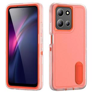 For Motorola Moto G 5G 2025 Rugged PC + Silicone Phone Case with Holder(Transparent+Orange)