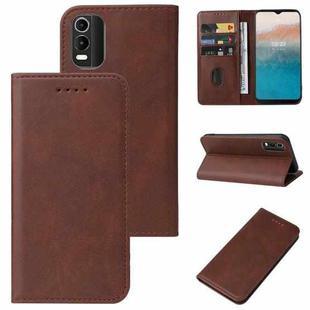 For Nokia C21 Plus Magnetic Closure Leather Phone Case(Brown)