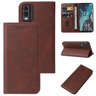 For Nokia C22 Magnetic Closure Leather Phone Case(Brown)