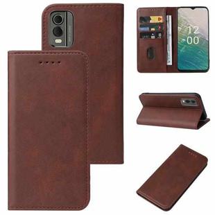 For Nokia C32 Magnetic Closure Leather Phone Case(Brown)