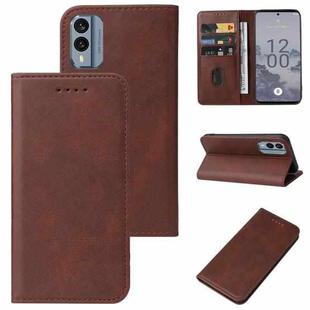 For Nokia X30 Magnetic Closure Leather Phone Case(Brown)