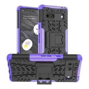 For Google Pixel 7a Tire Texture TPU + PC Phone Case with Holder(Purple)