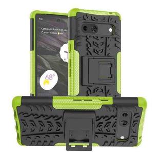 For Google Pixel 7a Tire Texture TPU + PC Phone Case with Holder(Green)