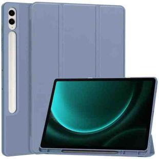 For Samsung Galaxy Tab S9 FE+ / S10+ 3-Fold Pure Color TPU Smart Leather Tablet Case with Pen Slot(Lavender)
