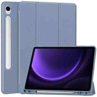 For Samsung Galaxy Tab S9 FE / S10 FE 3-Fold Pure Color TPU Smart Leather Tablet Case with Pen Slot(Lavender)