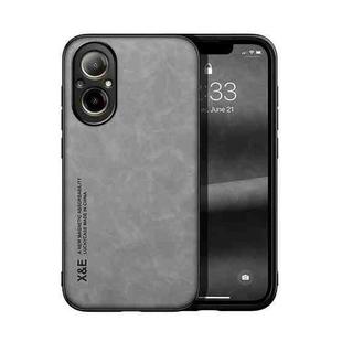 For Realme C67 4G Skin Feel Magnetic Leather Back Phone Case(Light Grey)