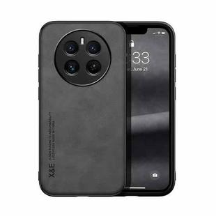 For Realme 12+ Skin Feel Magnetic Leather Back Phone Case(Dark Grey)