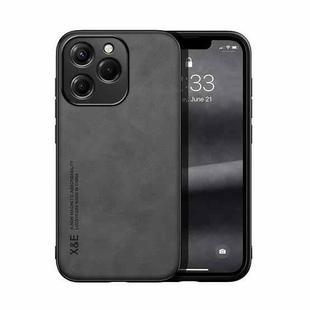 For Realme C63 4G Skin Feel Magnetic Leather Back Phone Case(Dark Grey)