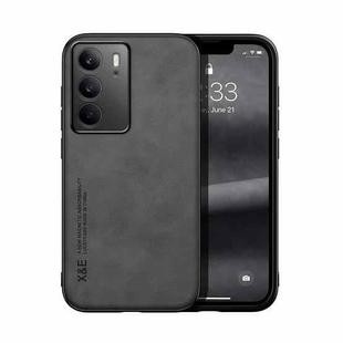 For Realme C75 4G Skin Feel Magnetic Leather Back Phone Case(Dark Grey)