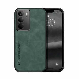 For Realme C75 4G Skin Feel Magnetic Leather Back Phone Case(Green)