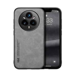 For Realme 14 Pro+ Skin Feel Magnetic Leather Back Phone Case(Light Grey)