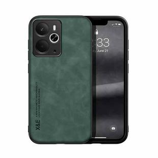 For Realme 14 Skin Feel Magnetic Leather Back Phone Case(Green)