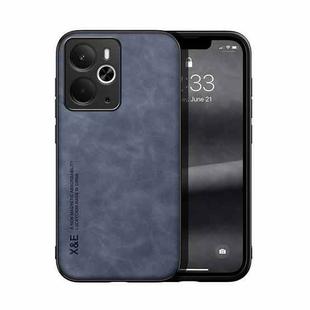 For Realme 14 Skin Feel Magnetic Leather Back Phone Case(Blue)
