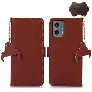 For Motorola Moto G 5G 2023 Genuine Leather Magnetic RFID Leather Phone Case(Coffee)