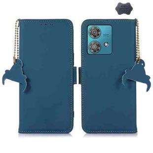 For Motorola Edge 40 Neo Genuine Leather Magnetic RFID Leather Phone Case(Blue)