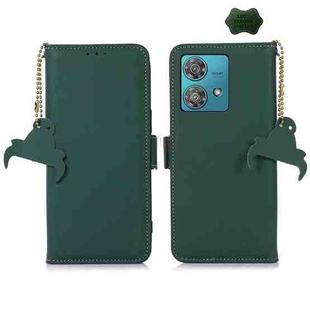 For Motorola Edge 40 Neo Genuine Leather Magnetic RFID Leather Phone Case(Green)