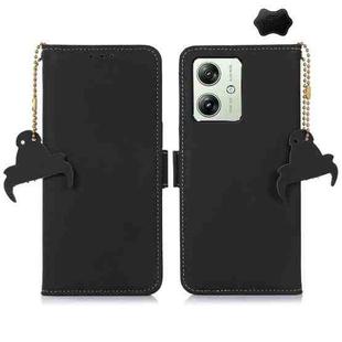 For Motorola Moto G54 5G Genuine Leather Magnetic RFID Leather Phone Case(Black)