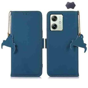 For Motorola Moto G54 5G Genuine Leather Magnetic RFID Leather Phone Case(Blue)