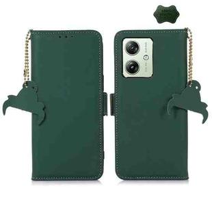 For Motorola Moto G54 5G Genuine Leather Magnetic RFID Leather Phone Case(Green)