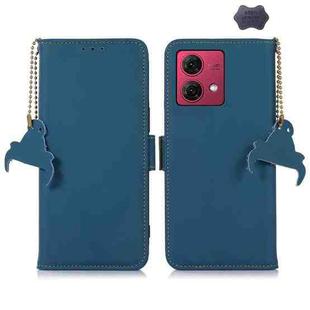 For Motorola Moto G84 5G Genuine Leather Magnetic RFID Leather Phone Case(Blue)