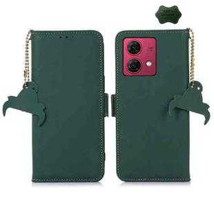 For Motorola Moto G84 5G Genuine Leather Magnetic RFID Leather Phone Case(Green)