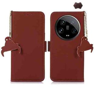 For Motorola Moto G24 / G04 Genuine Leather Magnetic RFID Leather Phone Case(Coffee)