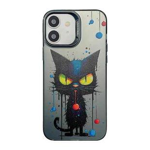 For iPhone 11 Cute Animal Pattern Series PC + TPU Phone Case(Black Cat)