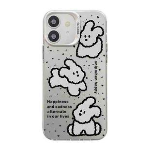 For iPhone 12 Cute Animal Pattern Series PC + TPU Phone Case(White Puppy)