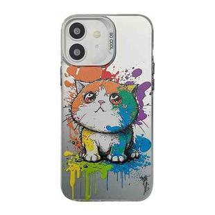 For iPhone 12 Cute Animal Pattern Series PC + TPU Phone Case(Looking Up Fat Cat)