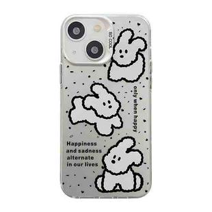 For iPhone 13 Cute Animal Pattern Series PC + TPU Phone Case(White Puppy)
