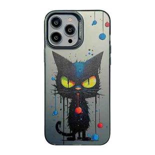 For iPhone 13 Pro Cute Animal Pattern Series PC + TPU Phone Case(Black Cat)